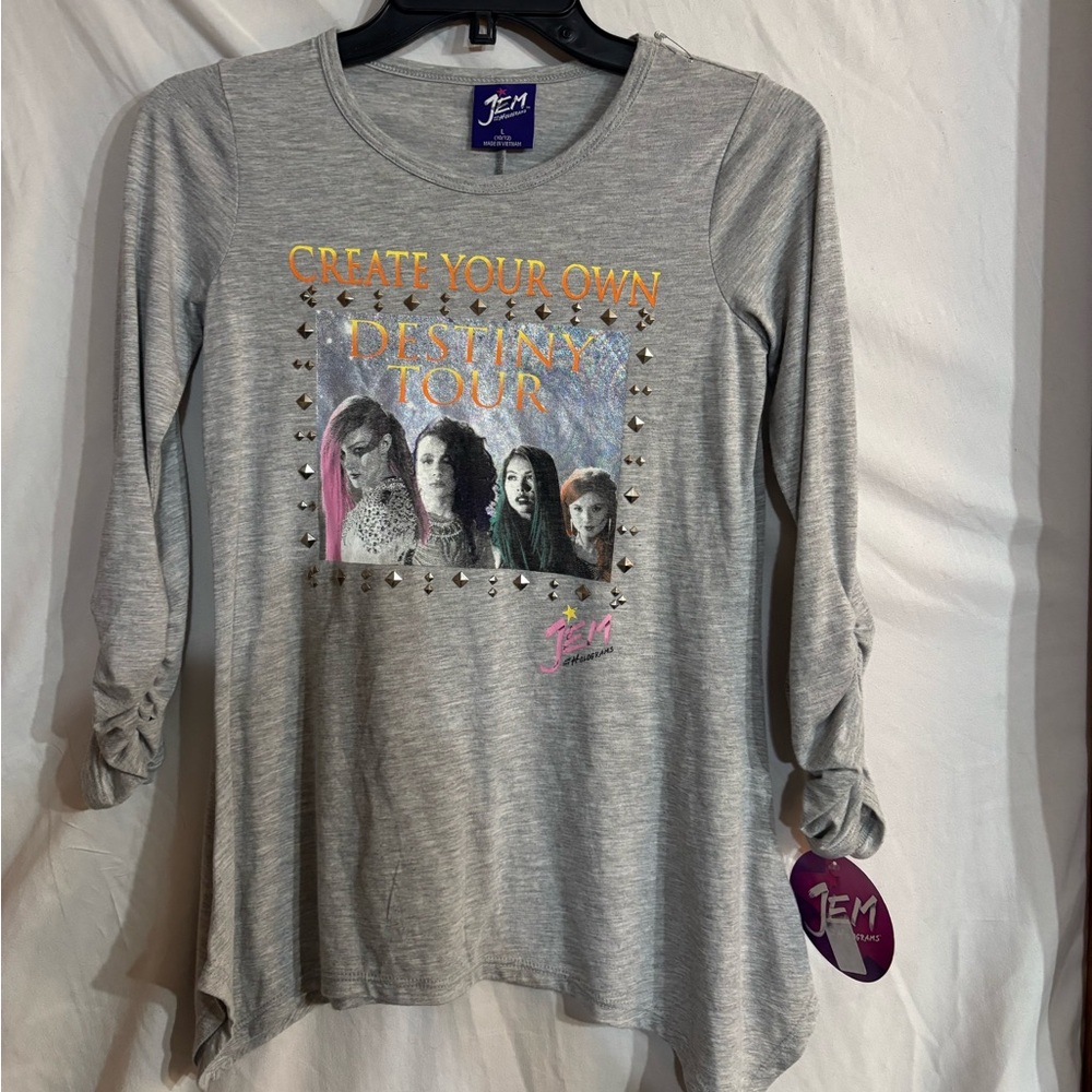NWT Destiny Tour Jem and the Holograms 10-12 gray shirt.
